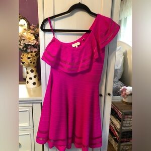 Ted Baker One Shoulder Pink Skater Dress. Size 2. Worn twice. Good condition.